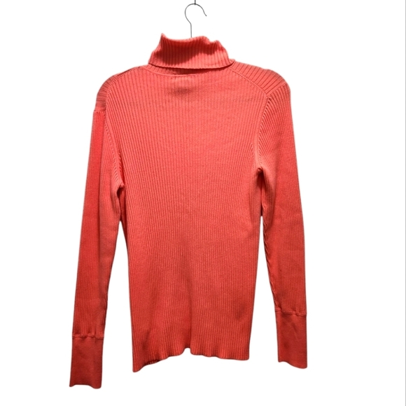GAP Stretch Ribbed Coral PinkTurtleneck Sweater Size XL Y2K Girlhoodcore - Picture 3 of 6